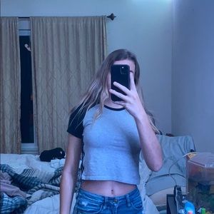 Gray and Black Brandy Melville crop top